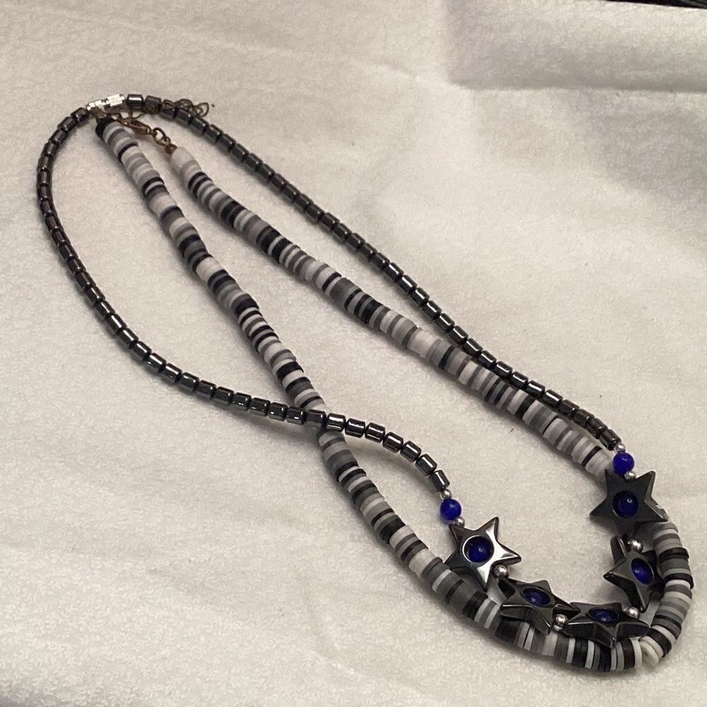 Set of 2 Necklaces Hematite and Puka Shell